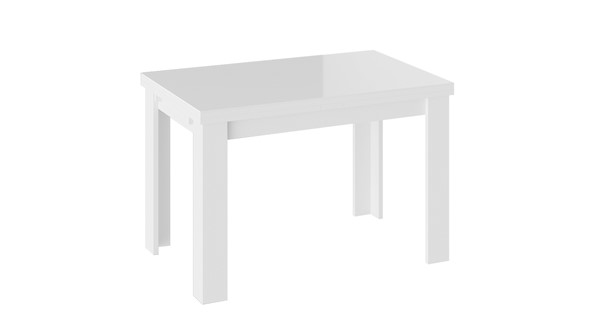 Обеденный раздвижной стол Норман тип 1, цвет Белый/Стекло белый глянец в Армавире - изображение