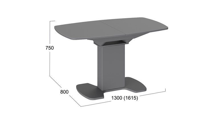Кухонный стол раскладной Портофино (СМ(ТД)-105.02.11(1)), цвет Серое/Стекло серое матовое LUX в Краснодаре - изображение 1
