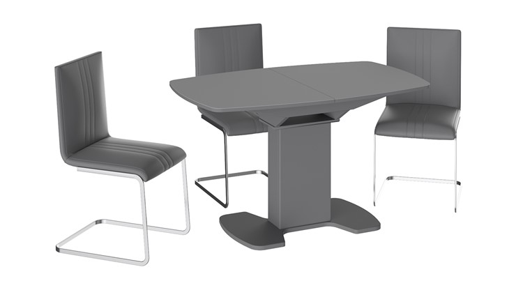 Кухонный стол раскладной Портофино (СМ(ТД)-105.02.11(1)), цвет Серое/Стекло серое матовое LUX в Краснодаре - изображение 2