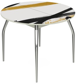Кухонный раскладной стол Ривьера - Круг, ноги метал. крашеные №24, ФП (Текстура №77) в Сочи