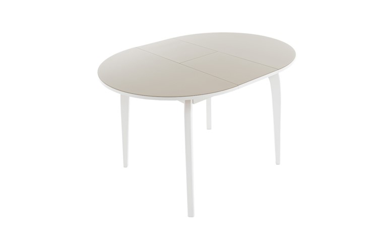Кухонный стол раздвижной Ривьера исп. круг хром №5 (стекло белое/черный) в Армавире - изображение 2