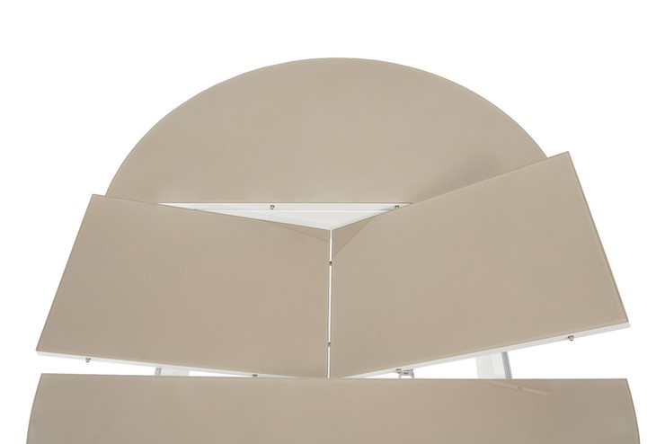 Кухонный стол раздвижной Ривьера исп. круг хром №5 (стекло белое/черный) в Краснодаре - изображение 4
