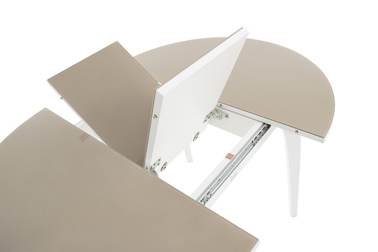 Кухонный стол раздвижной Ривьера исп. круг хром №5 (стекло белое/черный) в Сочи - изображение 5