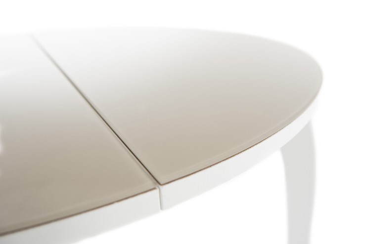 Кухонный стол раздвижной Ривьера исп. круг хром №5 (стекло белое/черный) в Армавире - изображение 6