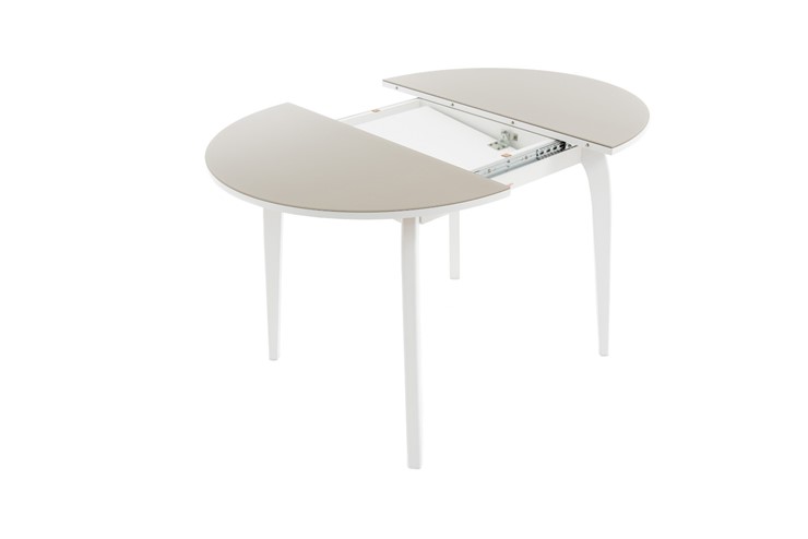 Кухонный стол раздвижной Ривьера исп. круг хром №5 (стекло белое/черный) в Армавире - изображение 7
