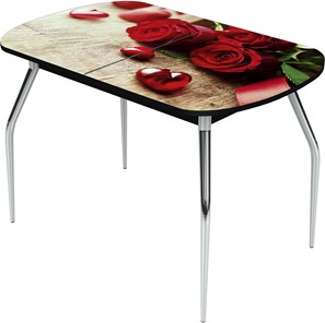 Кухонный стол раздвижной Ривьера исп.1 ноги метал. крашеные №24 Фотопечать (Цветы №33) в Сочи