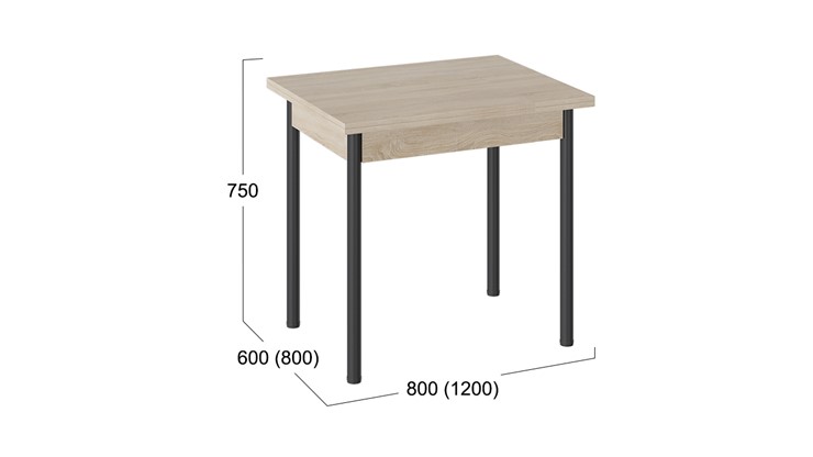 Кухонный стол раздвижной Родос тип 2 с опорой d40 (Черный муар/Дуб Сонома) в Сочи - изображение 2