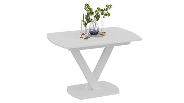 Раздвижной стол Салерно тип 1 (Белый муар/Стекло матовое белое) в Сочи