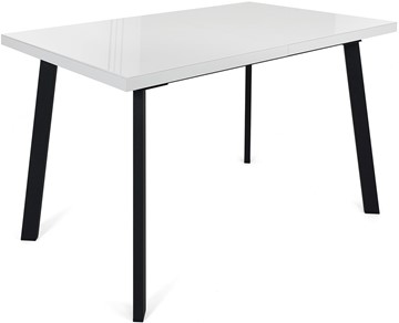 Кухонный стол раскладной Сальвадор-1G (ноги черные, стекло cristal/белый цемент) в Краснодаре