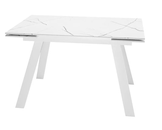Раздвижной стол SKL 140, керамика белый мрамор/подстолье белое/ножки белые в Армавире - изображение