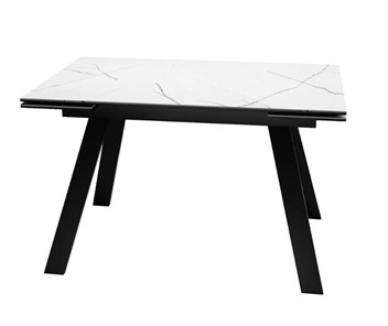 Раздвижной стол SKL 140, керамика белый мрамор/подстолье черное/ножки черные в Армавире - предосмотр