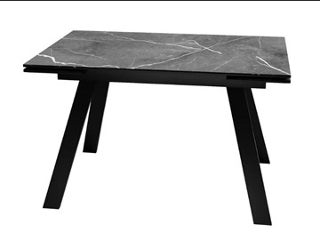 Кухонный раздвижной стол SKL 140, керамика черный мрамор/подстолье черное/ножки черные в Армавире