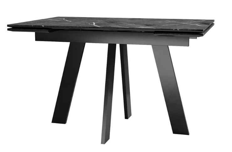 Раздвижной стол SKM 120, керамика черный мрамор/подстолье черное/ножки черные в Армавире - изображение 1
