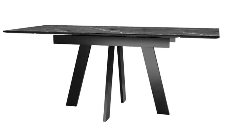 Раздвижной стол SKM 120, керамика черный мрамор/подстолье черное/ножки черные в Армавире - изображение 3