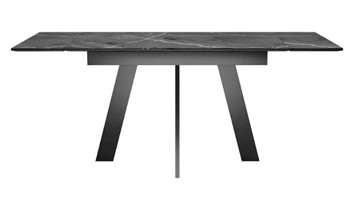 Раздвижной стол SKM 120, керамика черный мрамор/подстолье черное/ножки черные в Армавире - предосмотр 4