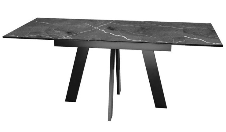 Раздвижной стол SKM 120, керамика черный мрамор/подстолье черное/ножки черные в Армавире - изображение 5
