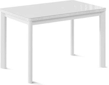 Кухонный стол раскладной Токио-2G (ноги металлические белые, cтекло cristal/белый цемент) в Новороссийске