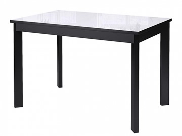 Кухонный раскладной стол Dikline Ls110, стекло белое/ножки черные в Краснодаре