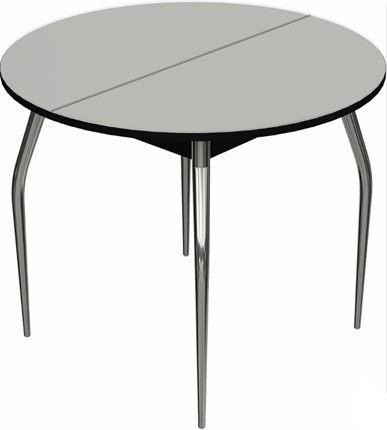 Кухонный стол раздвижной Ривьера исп. круг хром №5 (стекло белое/черный) в Армавире - изображение
