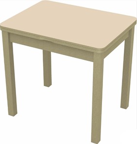 Обеденный раздвижной стол Бари дерево №8 (стекло молочное/дуб выбеленный) в Краснодаре