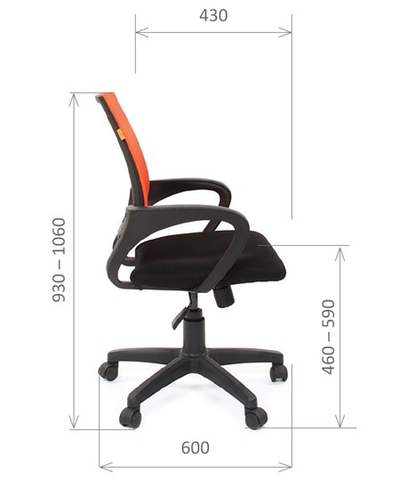 Кресло офисное CHAIRMAN 696 black Сетчатый акрил DW66 оранжевый в Краснодаре - изображение 2