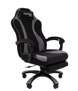 Кресло игровое CHAIRMAN GAME 35 с выдвижной подставкой для ног Ткань черная / Ткань св.серая в Сочи