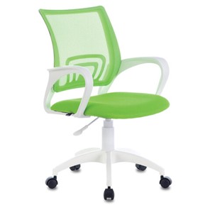 Офисное кресло Brabix Fly MG-396W (с подлокотниками, пластик белый, сетка, салатовое) 532403 в Сочи