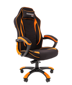 Кресло игровое CHAIRMAN GAME 28 Полиэстер комбинированная ткань оранжевый/черный в Краснодаре
