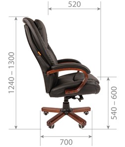 Офисное кресло CHAIRMAN 408 кожа черная в Сочи - предосмотр 2