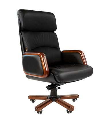 Компьютерное кресло CHAIRMAN 417 кожа черная в Краснодаре - изображение