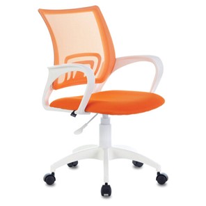Офисное кресло Brabix Fly MG-396W (с подлокотниками, пластик белый, сетка, оранжевое) 532401 в Краснодаре