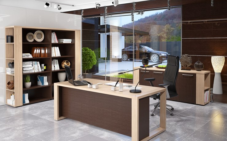 Кабинет руководителя ALTO с высоким шкафом для одежды, низким для документов и журнальным столиком в Краснодаре - изображение 3