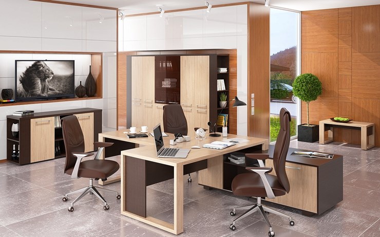 Кабинет руководителя ALTO с высоким шкафом для одежды, низким для документов и журнальным столиком в Краснодаре - изображение 5