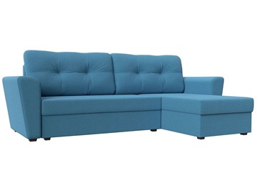Угловой диван с оттоманкой Амстердам Лайт, Амур голубой (рогожка) в Краснодаре