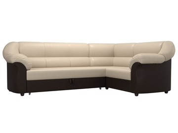 Угловой диван для гостиной Карнелла, Бежевый/Коричневый (экокожа) в Сочи