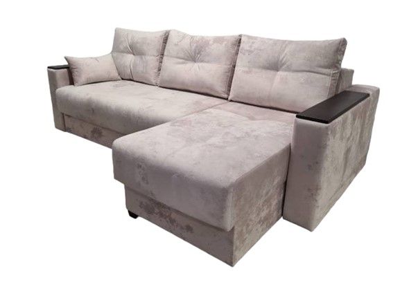 Угловой диван Комфорт 3 НПБ подлокотники МДФ, с оттоманкой в Сочи - изображение