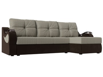 Угловой диван Меркурий, Корфу 02 (рогожка)/коричневый (вельвет) в Армавире