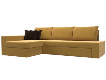 Угловой диван для гостиной Версаль, Желтый/Коричневый (микровельвет) в Краснодаре
