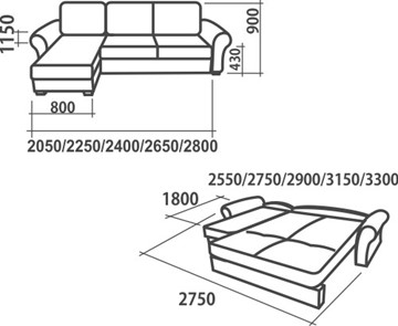 Угловой диван Аккордеон-1, 290 (круглые подлокотники) с коробом в Сочи - предосмотр 2