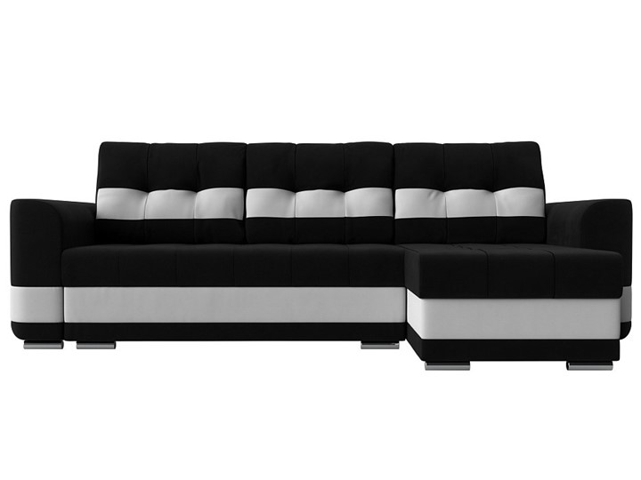 Угловой диван Честер, Черный/белый (вельвет/экокожа) в Сочи - изображение 1