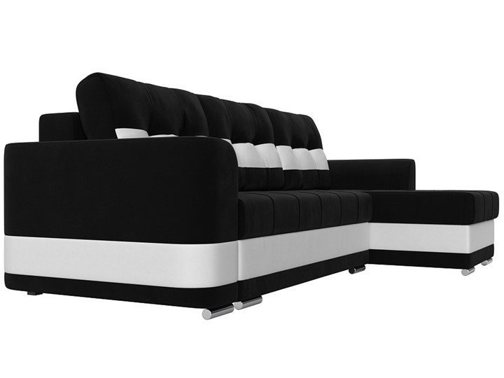 Угловой диван Честер, Черный/белый (вельвет/экокожа) в Сочи - изображение 2