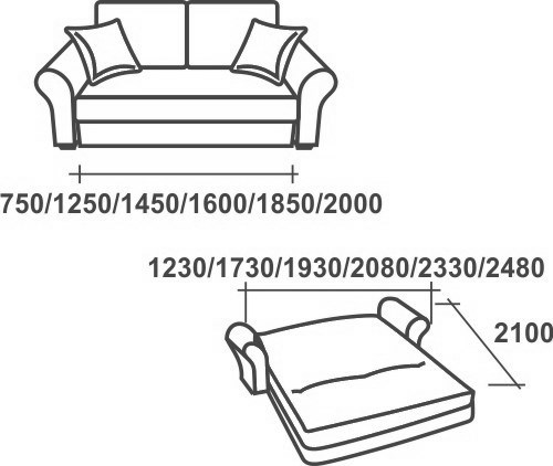Диван прямой Аккордеон-1, 120 (круглые подлокотники) в Сочи - изображение 2