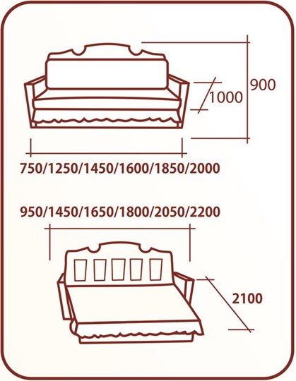 Прямой диван Аккордеон Бук 155, НПБ, Классика в Сочи - изображение 1