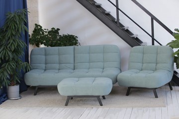 Комплект мебели Brendoss Абри цвет мята кресло + диван + пуф опора металл в Сочи