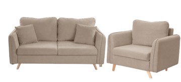 Комплект мебели Бертон бежевый диван+ кресло в Сочи