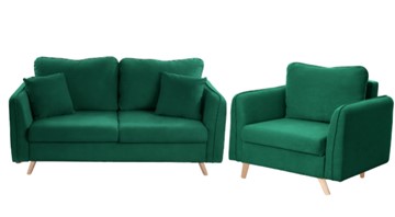 Комплект мебели Бертон изумрудный диван+ кресло в Краснодаре