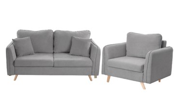 Комплект мебели Бертон серый диван+ кресло в Сочи
