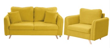 Комплект мебели Бертон желтый диван+ кресло в Сочи