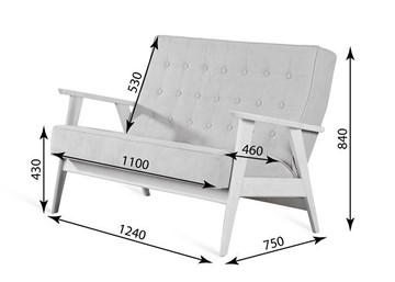 Прямой диван Ретро, двухместный (беленый дуб / RS 29 - бирюзовый) в Краснодаре - предосмотр 3