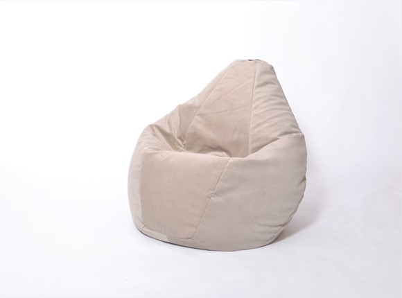 Кресло-мешок Груша среднее, велюр однотон, бежевое в Армавире - изображение